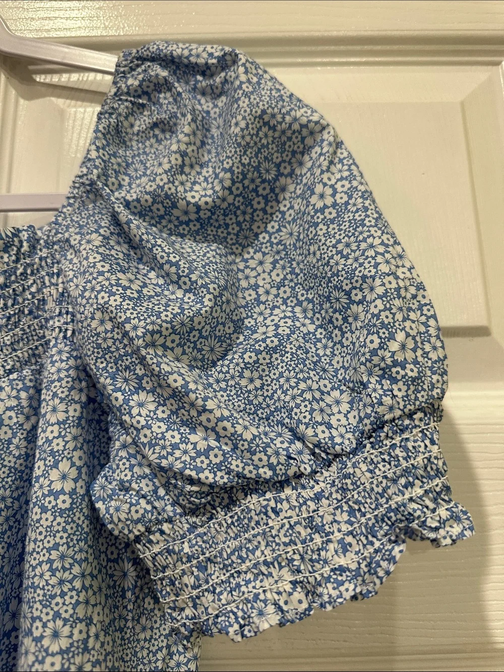 J. Crew Light Blue Floral Puff Sleeve Blouse